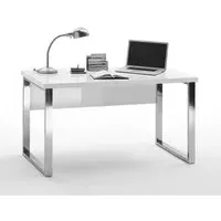 Sydney High Gloss Laptop Desk - White, Chrome Frame