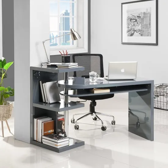 Sydney High Gloss Rotating Laptop Desk - Grey, Chrome image