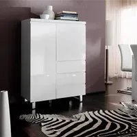 Sydney Highboard with 2 Doors 3 Drawers - White, MDF