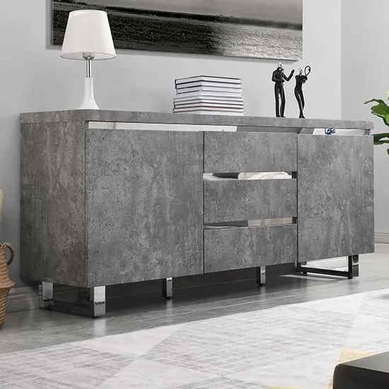 Sydney Large Sideboard with 2 Door 3 Drawer - Concrete Effect