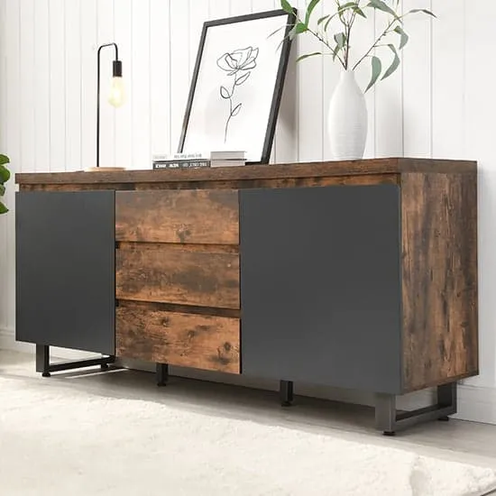 Sydney Large Sideboard with 2 Door 3 Drawer - Rustic Oak