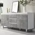 Sydney Large Sideboard with 2 Doors 3 Drawers - White, Concrete