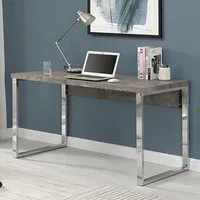 Sydney Rectangular Laptop Desk - Concrete Effect, Chrome
