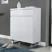 Sydney Shoe Cabinet with 2 Doors 1 Drawer - White, MDF