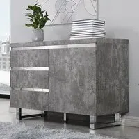 Sydney Small Sideboard with 1 Door 3 Drawer - Concrete Effect