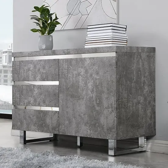 Sydney Small Sideboard with 1 Door 3 Drawer - Concrete Effect image