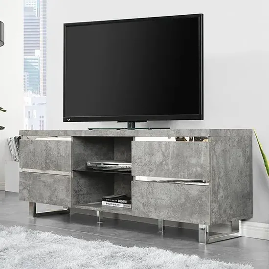 Sydney TV Stand with 4 Drawers - Concrete Effect, Wood image