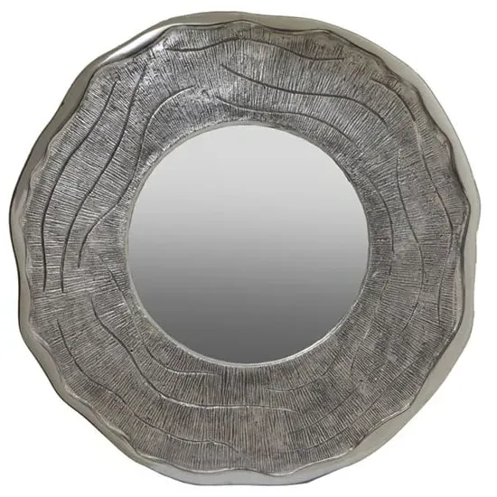 Sylva Large Round Wall Mirror - Silver, Metal