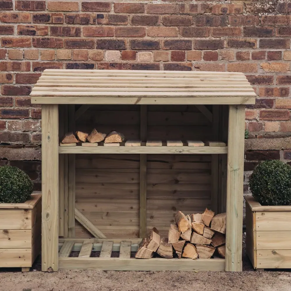 Sylvania Garden Log Store with Kindling Shelf - Natural, FSC Certified Wood product