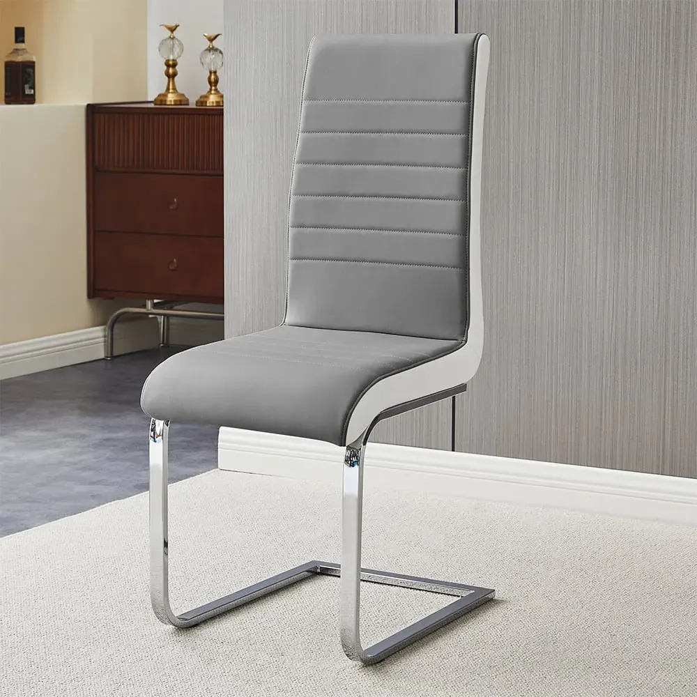 Symphony Dining Chair - Grey, Faux Leather