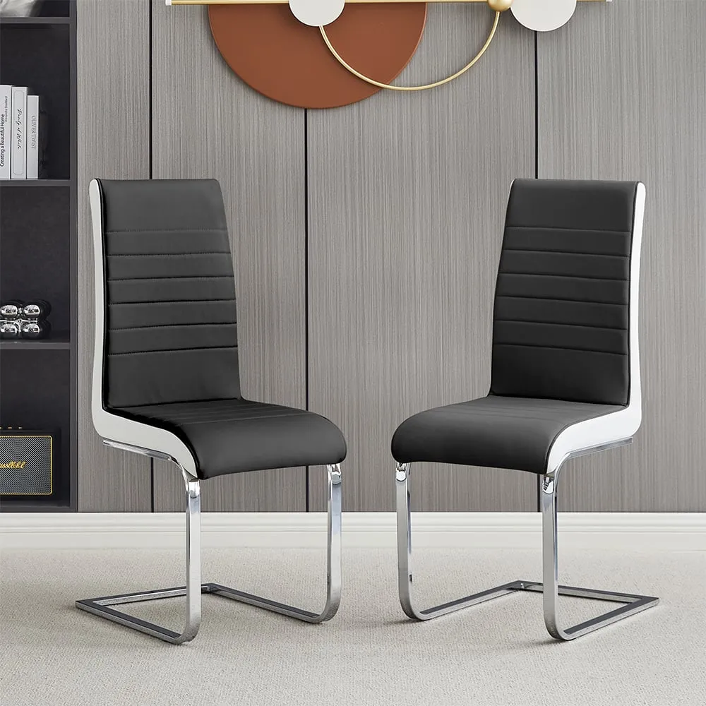 Symphony Dining Chairs in Pair - Black, Faux Leather image