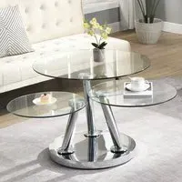 Synchro Coffee Table - Clear Glass, Chrome