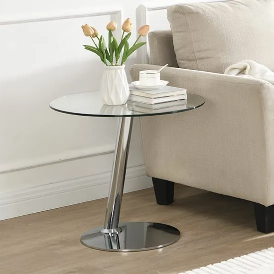 Synchro Round Lamp Table - Clear Glass, Chrome image