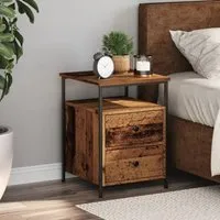 Syracuse Bedside Cabinet with 2 Drawers - Brown, Engineered Wood alternate view