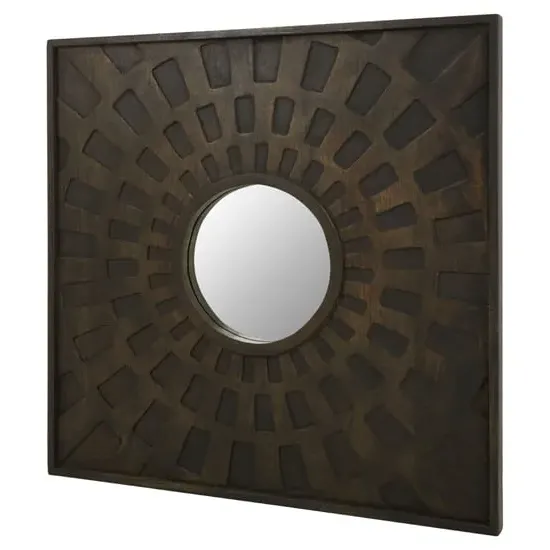 Syria Square Wall Mirror - Brown, Mango Wood