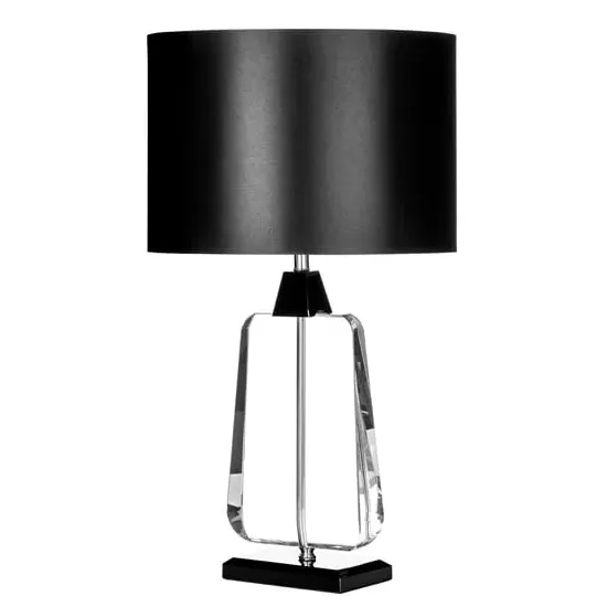 Tabhao Large Table Lamp with Chrome Base - Black, Fabric