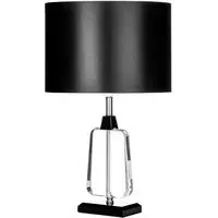 Tabhao Small Table Lamp with Chrome Base - Black, Fabric