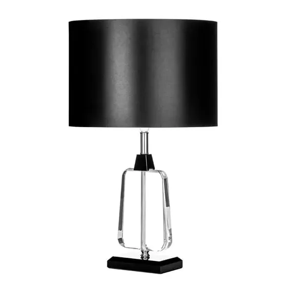 Tabhao Small Table Lamp with Chrome Base - Black, Fabric image