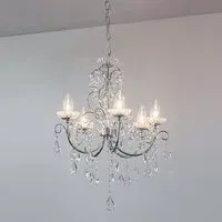 Tabitha 5 Light Ceiling Pendant - Polished Chrome, Crystal