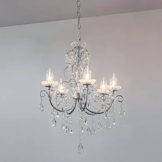 Tabitha 5 Light Ceiling Pendant - Polished Chrome, Crystal image