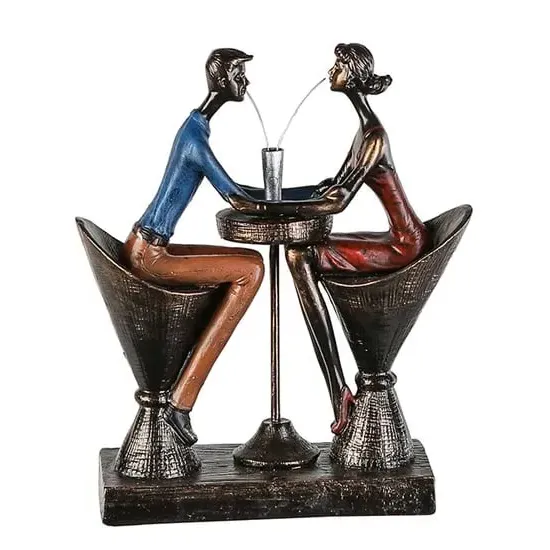 Table For Two Poly Sculpture - Antique Bronze