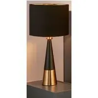 Table Lamp with Antique Copper Base - Black
