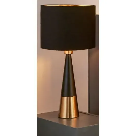 Table Lamp with Antique Copper Base - Black