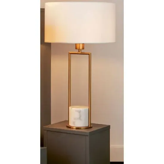 Table Lamp with Drum Shade - Gold, Marble