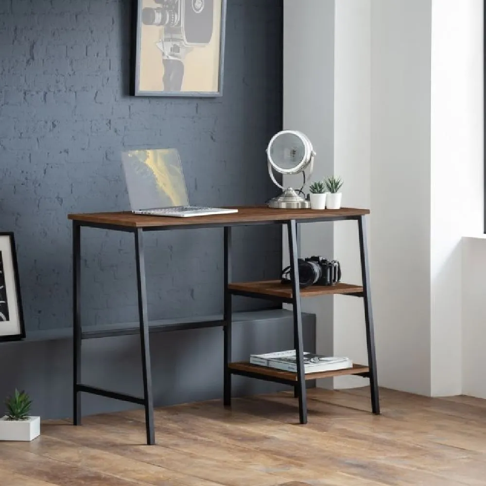 Tacita Laptop Desk with 2 Shelves - Walnut