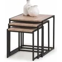 Tacita Square Nest of Tables - Black, Sonoma Oak