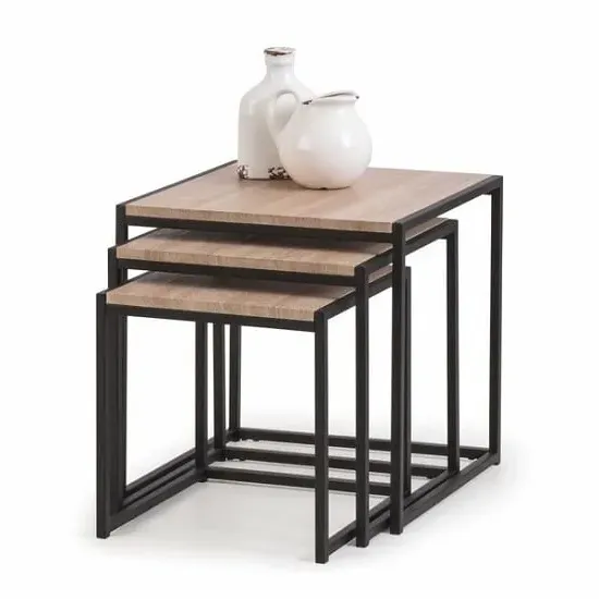 Tacita Square Nest of Tables - Black, Sonoma Oak image
