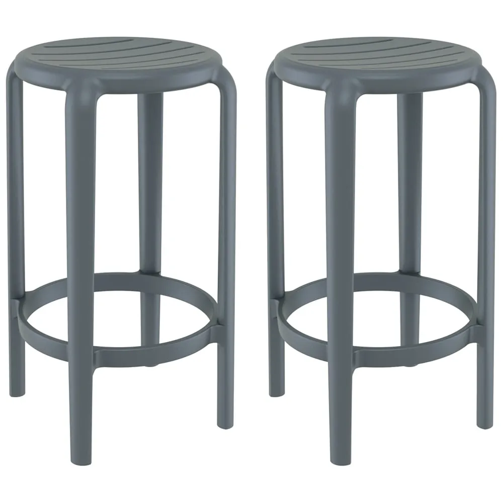 Tacoma Bar Stools Pair - Dark Grey, Polypropylene