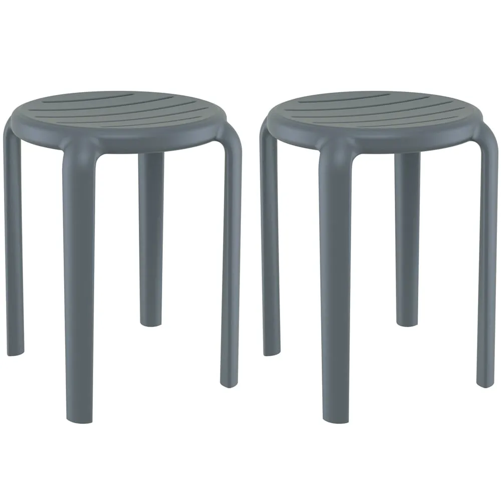 Tacoma Bar Stools Pair - Dark Grey, Polypropylene image