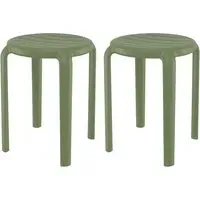 Tacoma Bar Stools Pair - Olive Green, Polypropylene alternate view
