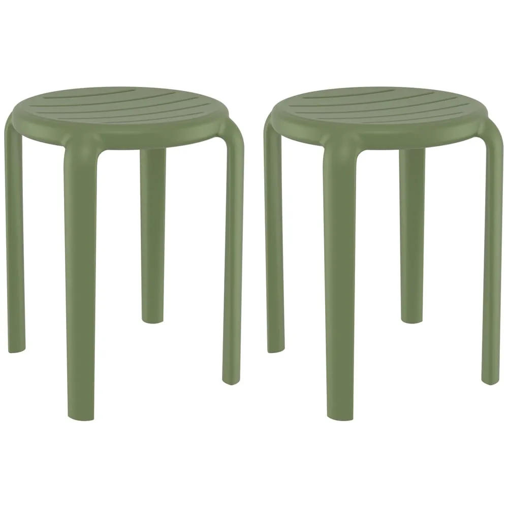 Tacoma Bar Stools Pair - Olive Green, Polypropylene