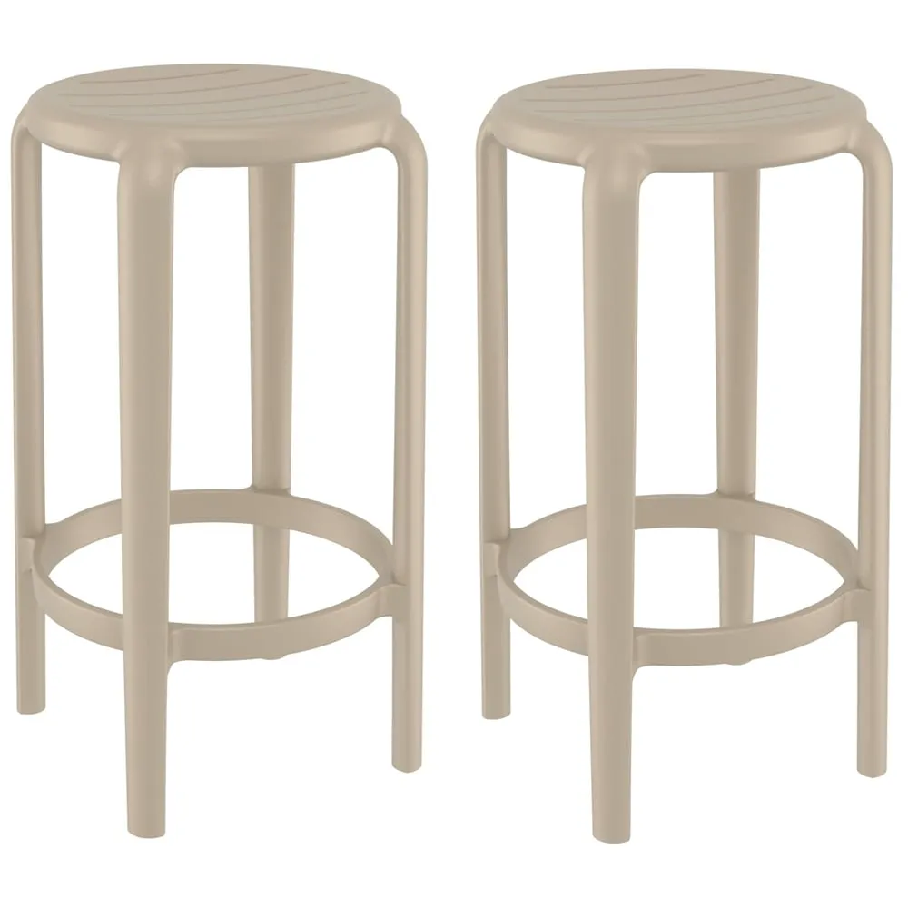 Tacoma Bar Stools Pair - Taupe, Polypropylene