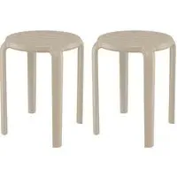 Tacoma Bar Stools Pair - Taupe, Polypropylene