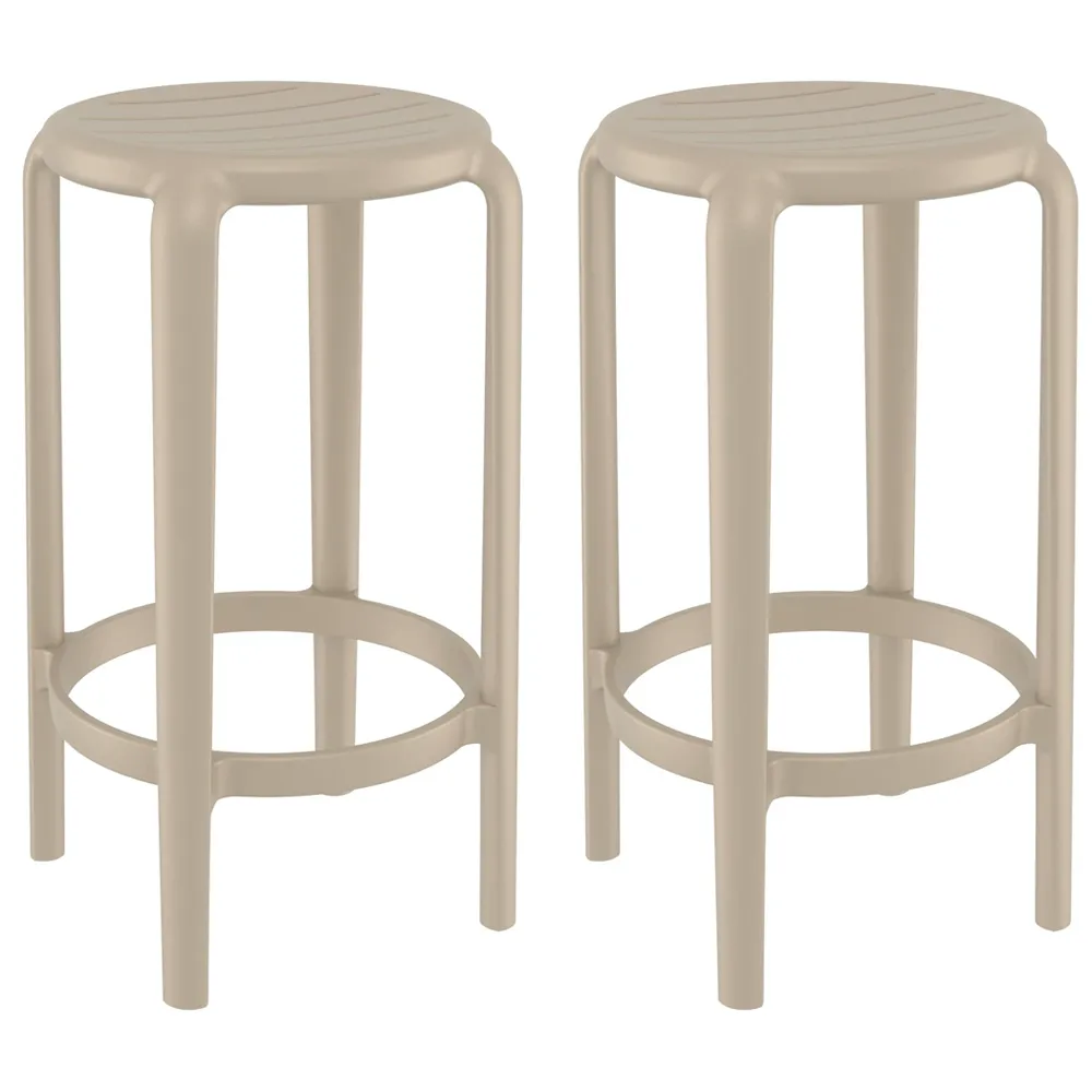 Tacoma Bar Stools Pair - Taupe, Polypropylene