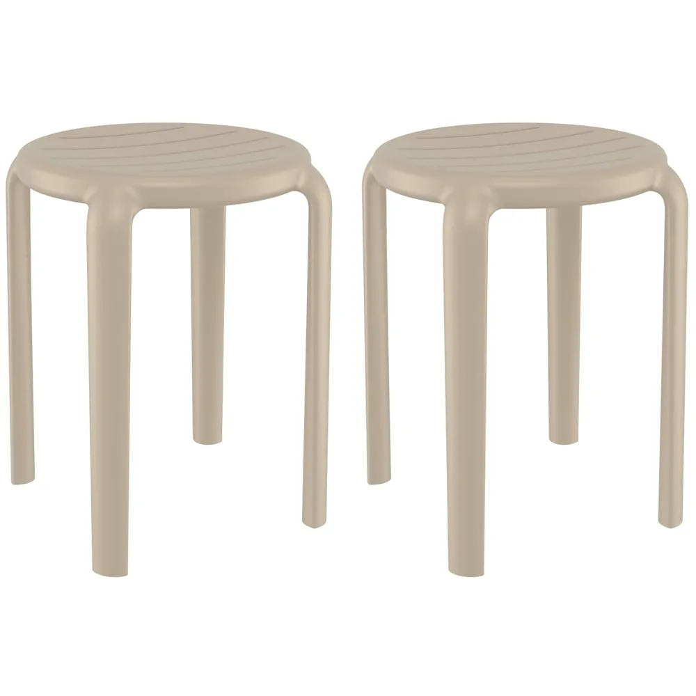 Tacoma Bar Stools Pair - Taupe, Polypropylene