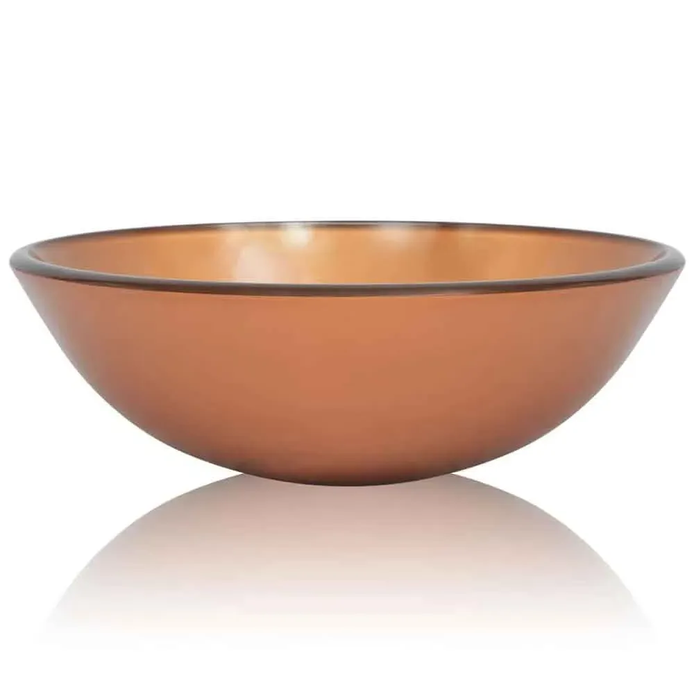 Tacoma Round Countertop Basin Without Waste - Brown, Tempered Glass product