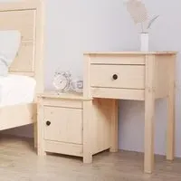 Tadria Bedside Cabinet with 1 Door 1 Drawer - Natural, Pinewood