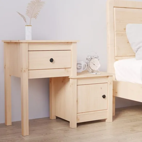 Tadria Bedside Cabinet with 1 Door 1 Drawer - Natural, Pinewood image