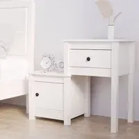 Tadria Bedside Cabinet with 1 Door 1 Drawer - White, Pinewood