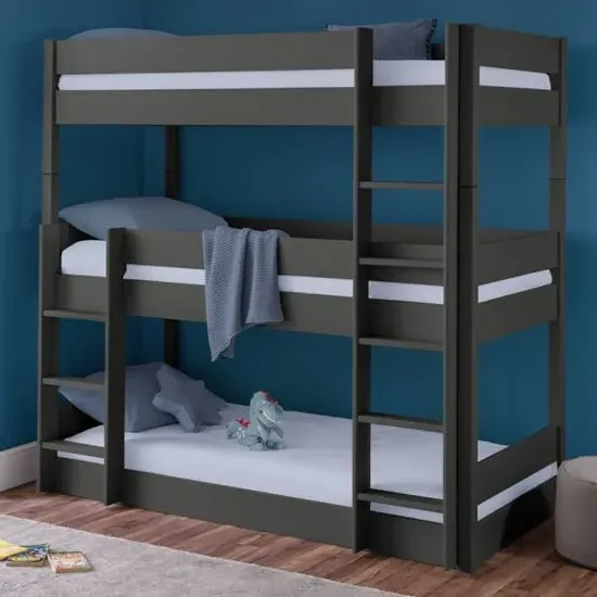 Taigi Triple Bunk Bed - Anthracite, Pine