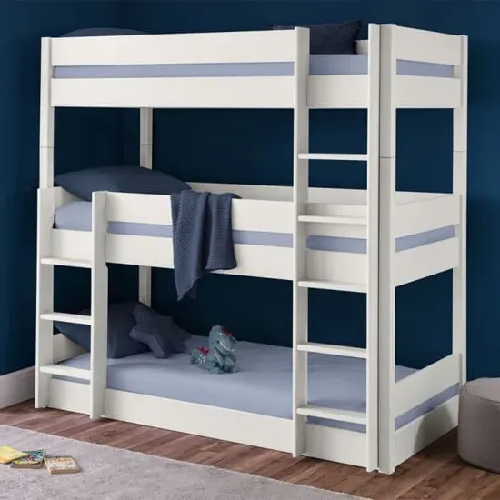 Taigi Triple Bunk Bed - White, Pine