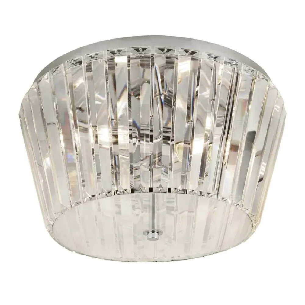 Taira 3 Light Crystal Glass Ceiling Flush Light - Chrome image