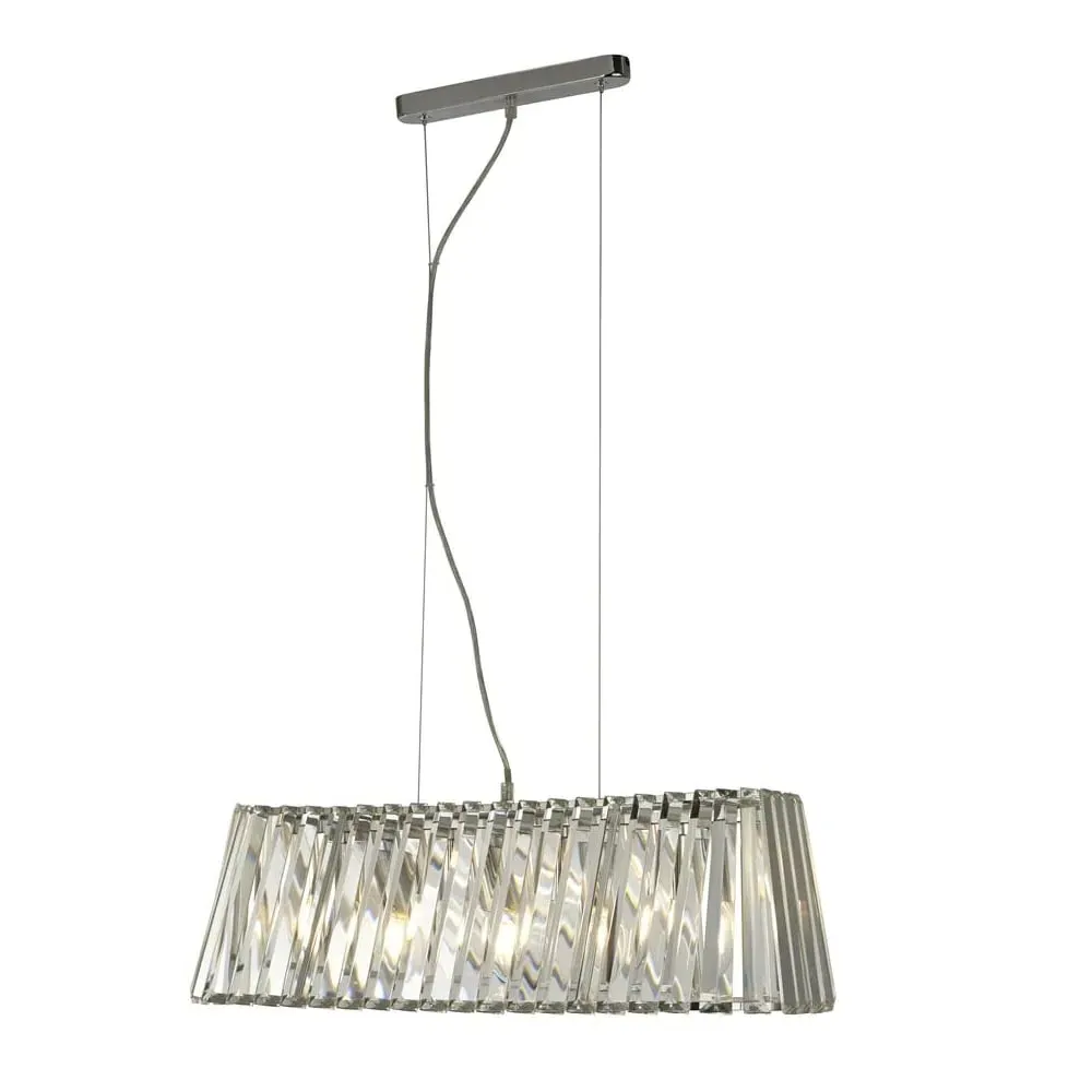Taira 4 Light Crystal Glass Ceiling Pendant Light - Chrome
