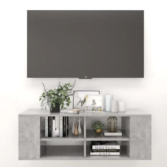 Taisa Wall Hung TV Stand with Shelves - Concrete Effect