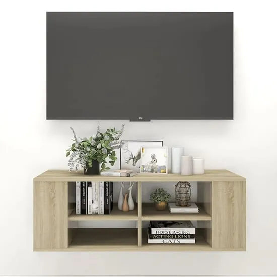 Taisa Wall Hung TV Stand with Shelves - Sonoma Oak image