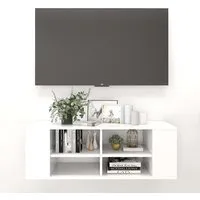 Taisa Wall Hung TV Stand with Shelves - White, Engineered Wood